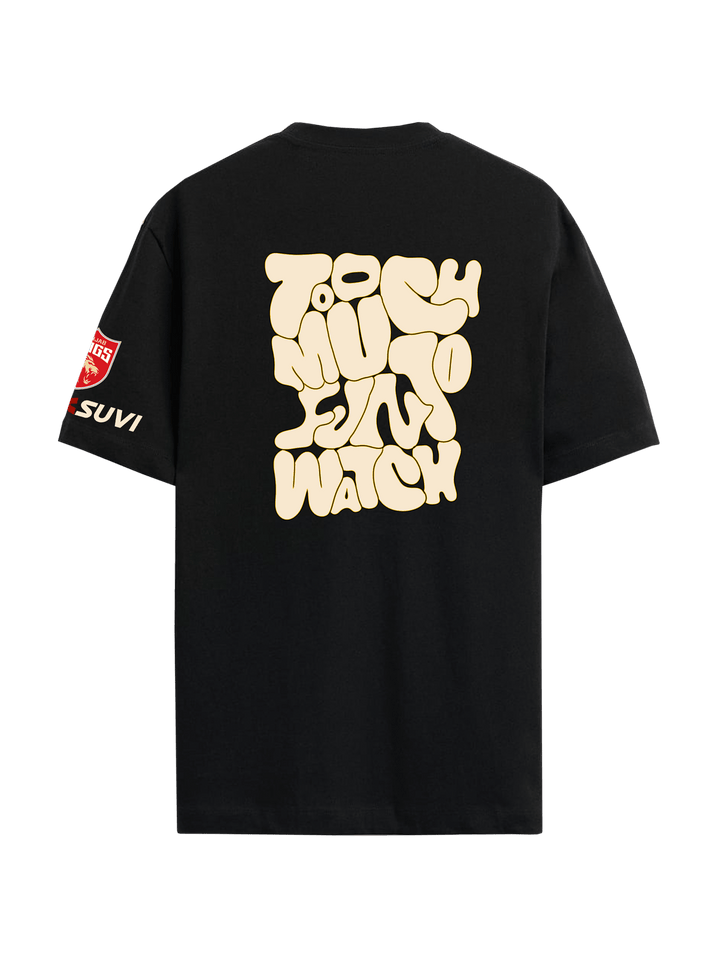 Black Oversized Too Much Fun Too Watch Tee